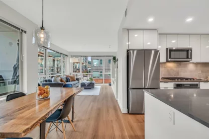 Front exterior of 404 2632 Library Lane, North Vancouver, BC