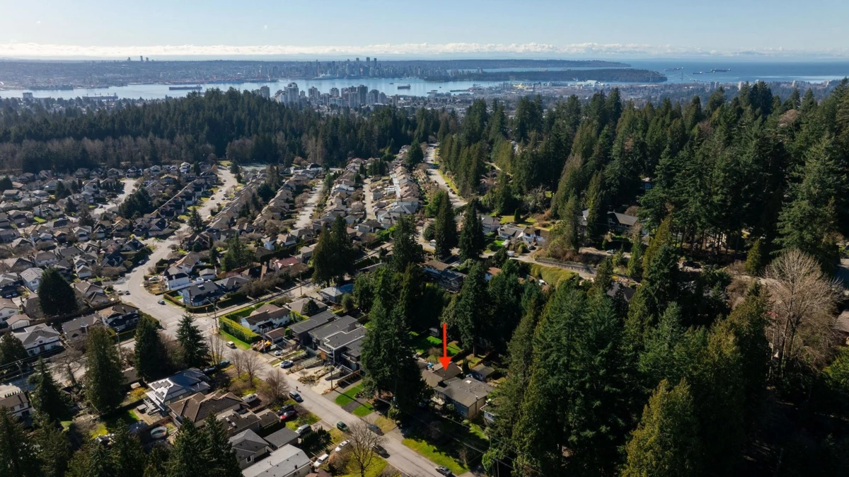 Aerial View of 3015 Royal Avenue, North Vancouver, BC