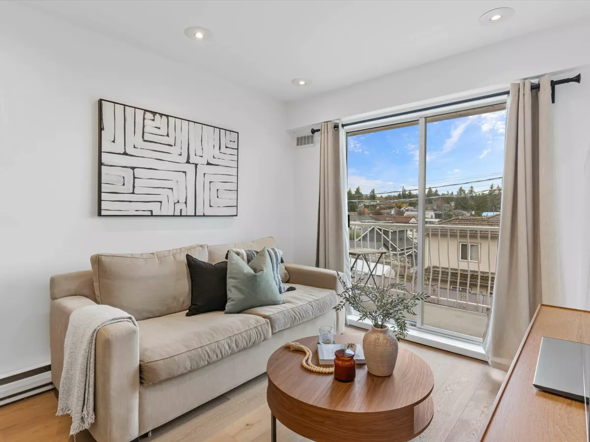 Living Room Photo of 201 4315 Fraser Street, Vancouver, BC