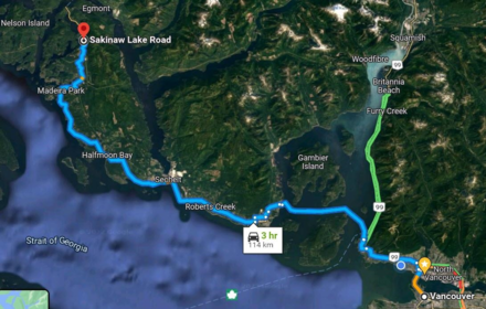 Aerial View of 8444 West Sakinaw Lakeshore Way, Pender Harbour, BC