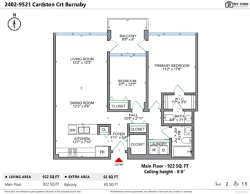 Kitchen Island Photo of 2402 9521 Cardston Court, Burnaby, BC