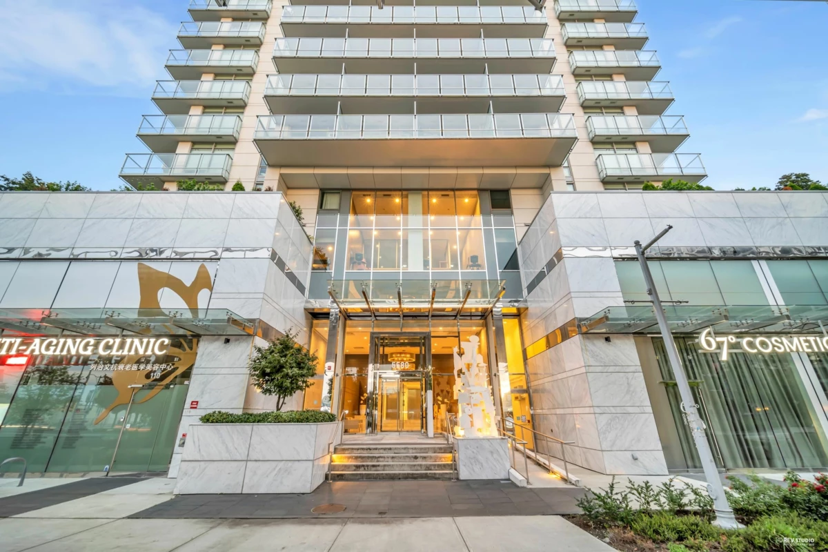 Exterior Rear Photo of 1602 5580 No. 3 Road, Richmond, BC