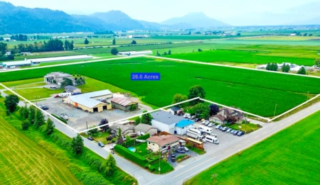 Aerial View of 8703 Upper Prairie Road, Chilliwack, BC