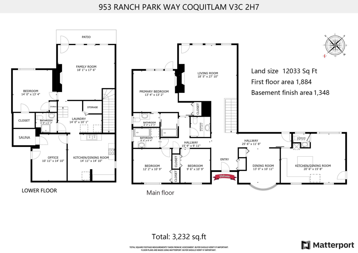Aerial View of 953 Ranch Park Way, Coquitlam, BC