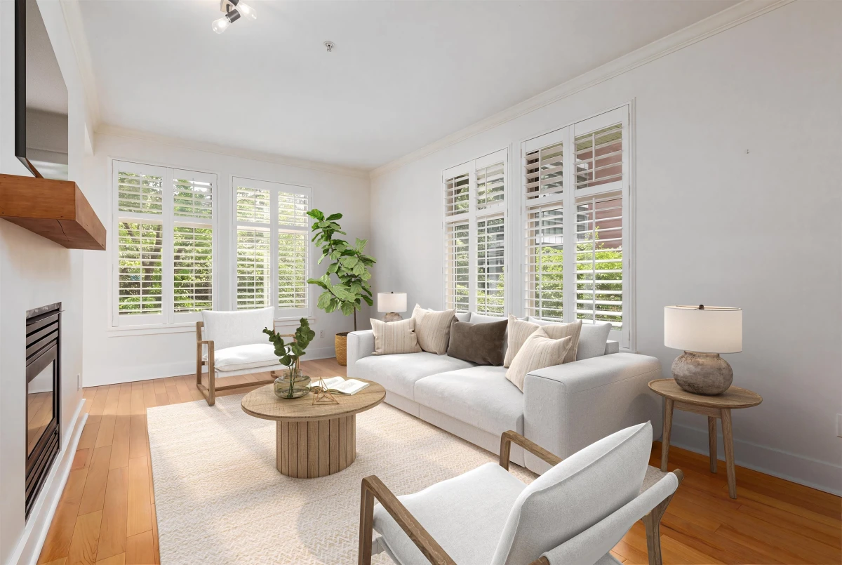 Living Room Photo of 201 118 W 22nd Street, North Vancouver, BC