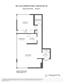 Aerial View of 401 1315 Cardero Street, Vancouver, BC