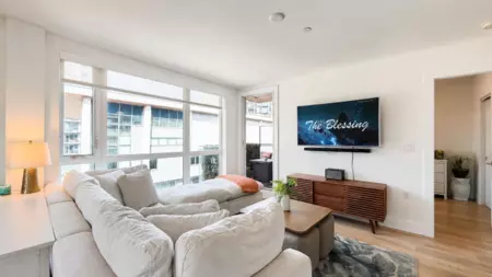 Living Room Photo of 608 8580 River District Crossing, Vancouver, BC