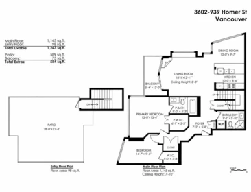 Aerial View of 3602 939 Homer Street, Vancouver, BC