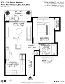 Aerial View of 908 320 Royal Avenue, New Westminster, BC