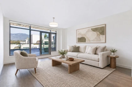 Living Room Photo of 704 777 Harbour Way, Vancouver, BC