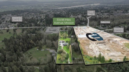 Aerial View of 33496 Ihles Avenue, Mission, BC