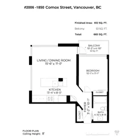 2006 1850 Comox Street, Vancouver, BC, Vancouver — Apartment/Condo for sale