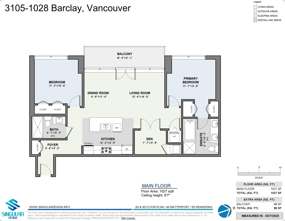Aerial View of 3105 1028 Barclay Street, Vancouver, BC