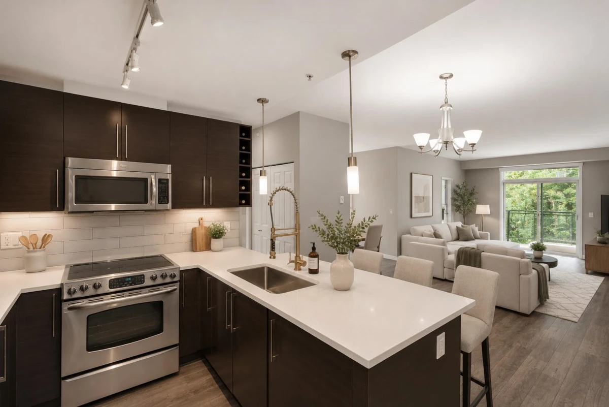 Living Room Photo of 411 14358 60 Avenue, Surrey, BC