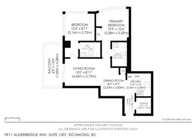 Aerial View of 1307 5911 Alderbridge Way, Richmond, BC