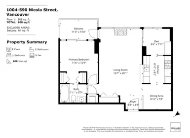 Aerial View of 1004 590 Nicola Street, Vancouver, BC