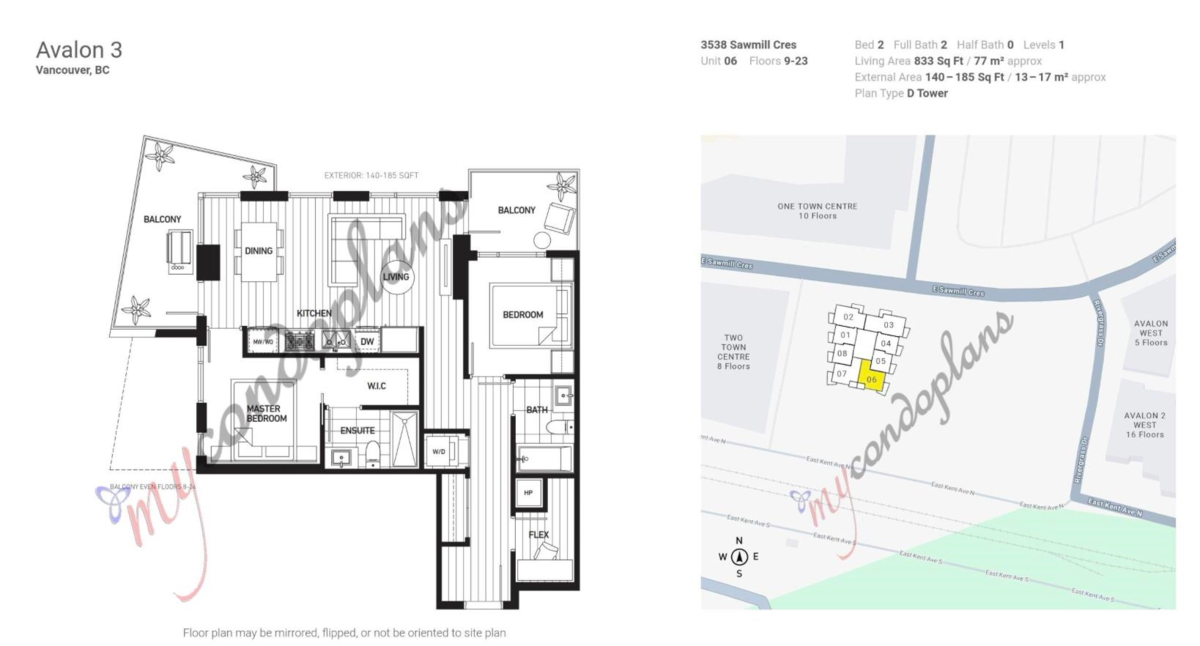 Exterior Rear Photo of 2306 3538 Sawmill Crescent, Vancouver, BC