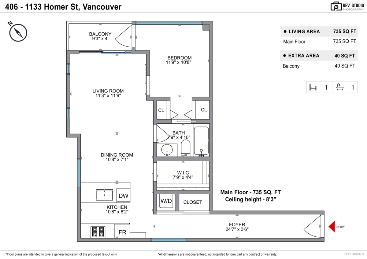Aerial View of 406 1133 Homer Street, Vancouver, BC