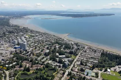 Aerial View of 203 1410 Blackwood Street, White Rock, BC