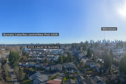 Aerial View of 5745 Laurel Street, Burnaby, BC