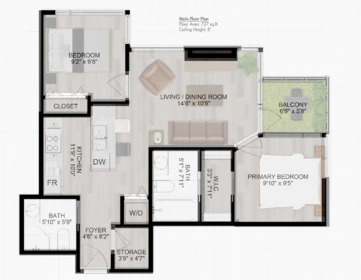 Aerial View of 1601 928 Homer Street, Vancouver, BC