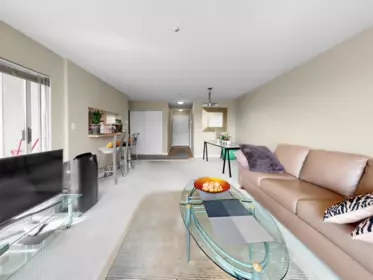 Living Room Photo of 312 8450 Jellicoe Street, Vancouver, BC