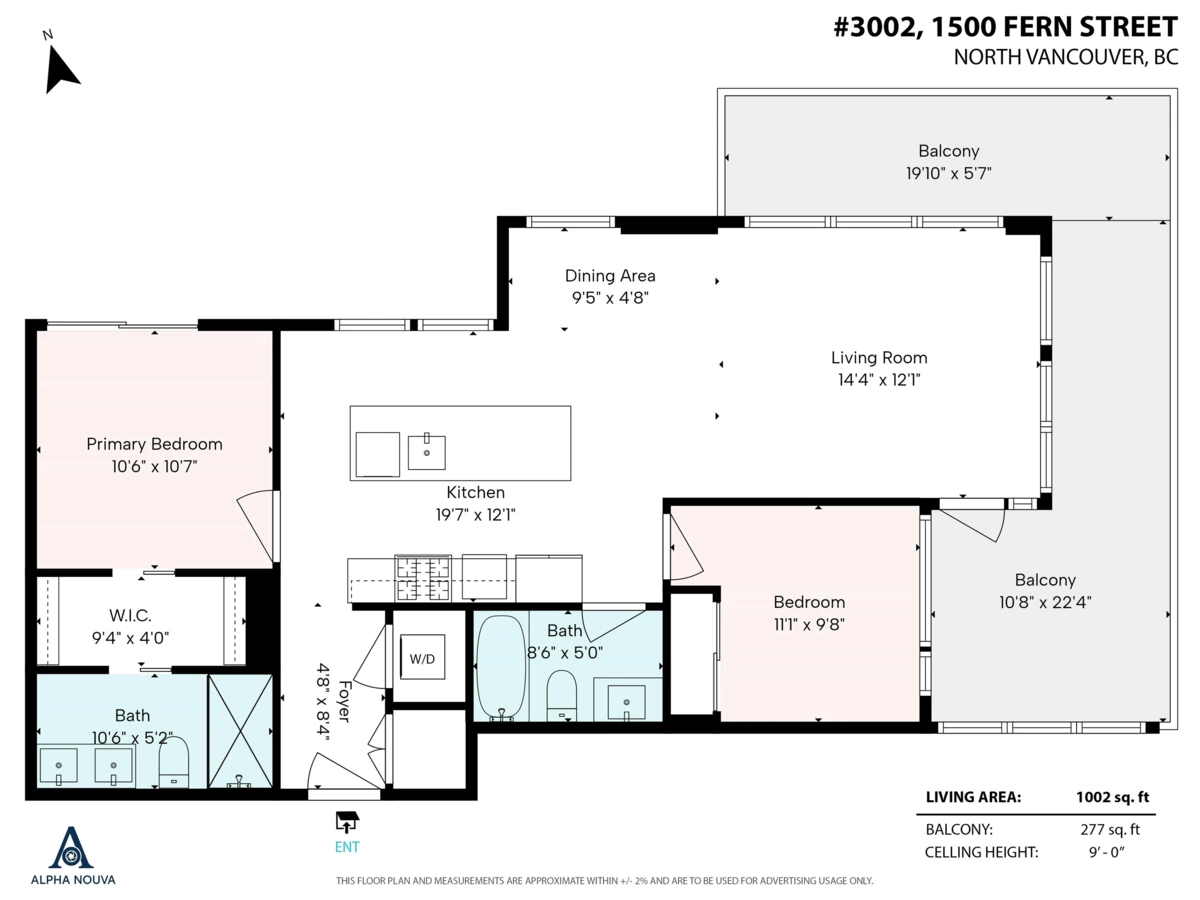 Aerial View of 3002 1500 Fern Street, North Vancouver, BC