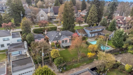 Aerial View of 1549 W 33rd Avenue, Vancouver, BC