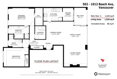 Hallway Photo of 502 1012 Beach Avenue, Vancouver, BC
