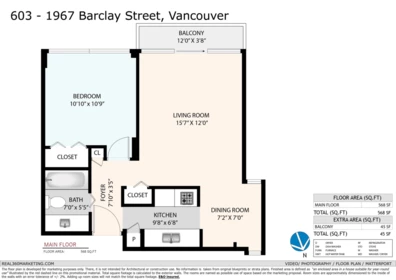 Outdoor Deck Photo of 603 1967 Barclay Street, Vancouver, BC