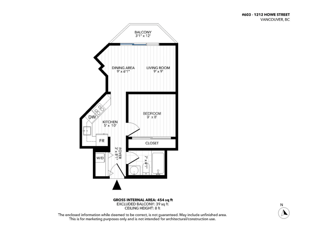 Entry Foyer Photo of 603 1212 Howe Street, Vancouver, BC