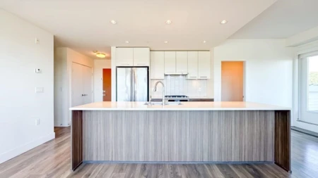 Kitchen Island Photo of 711 8580 River District Crossing, Vancouver, BC