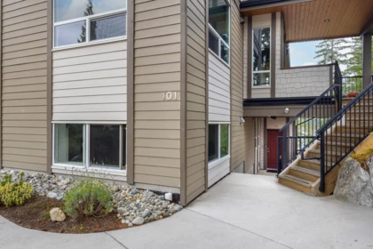 Aerial View of 101 5782 Marine Way, Sechelt, BC