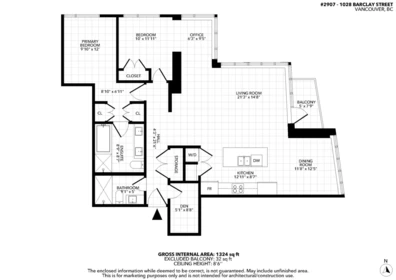 Aerial View of 2907 1028 Barclay Street, Vancouver, BC