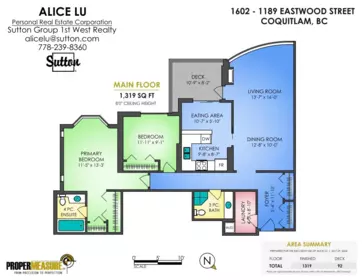 Aerial View of 1602 1189 Eastwood Street, Coquitlam, BC