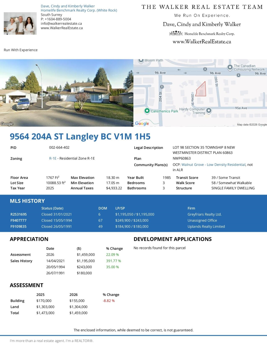 Aerial View of 9564 204a Street, Langley, BC