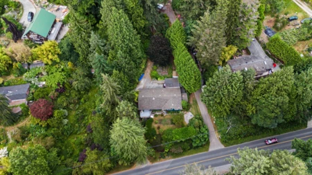 Aerial View of 2588 Lower Road, Roberts Creek, BC