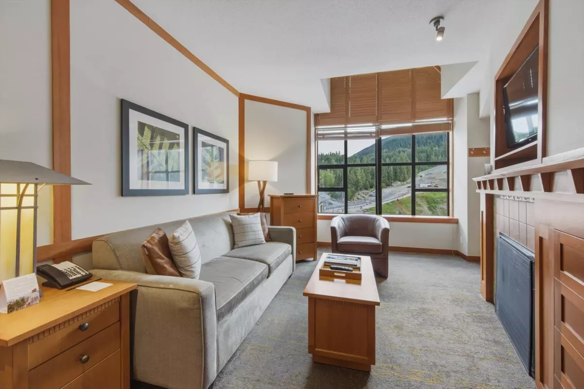 Living Room Photo of 702 4320 Sundial Crescent, Whistler, BC