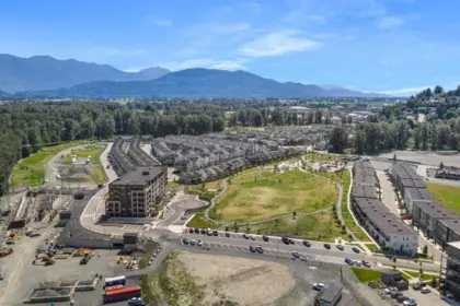 Aerial View of 8173 Foxfern Road, Chilliwack, BC