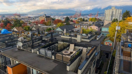 Aerial View of 4 1851 Adanac Street, Vancouver, BC