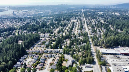 Aerial View of 210 450 Bromley Street, Coquitlam, BC