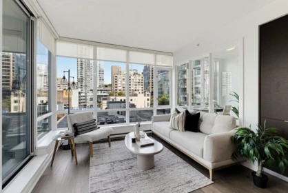 Living Room Photo of 708 833 Homer Street, Vancouver, BC