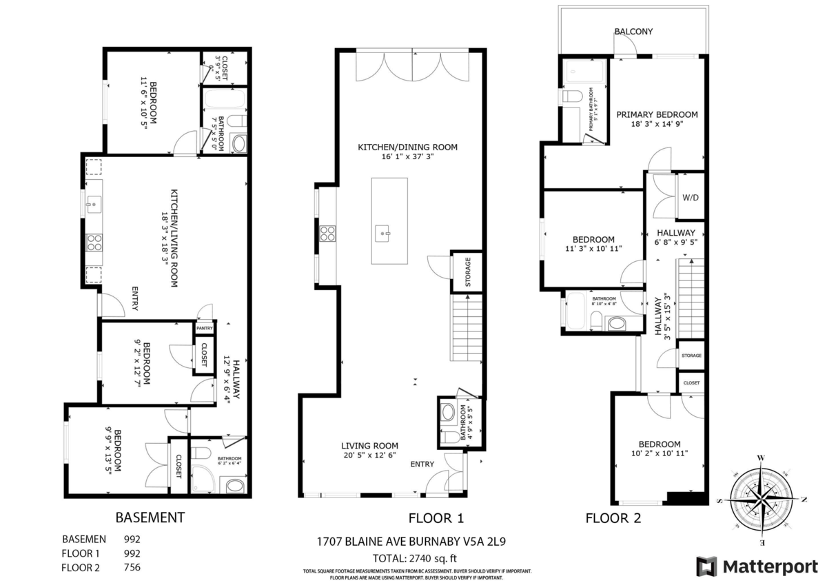 Aerial View of 1707 Blaine Avenue, Burnaby, BC