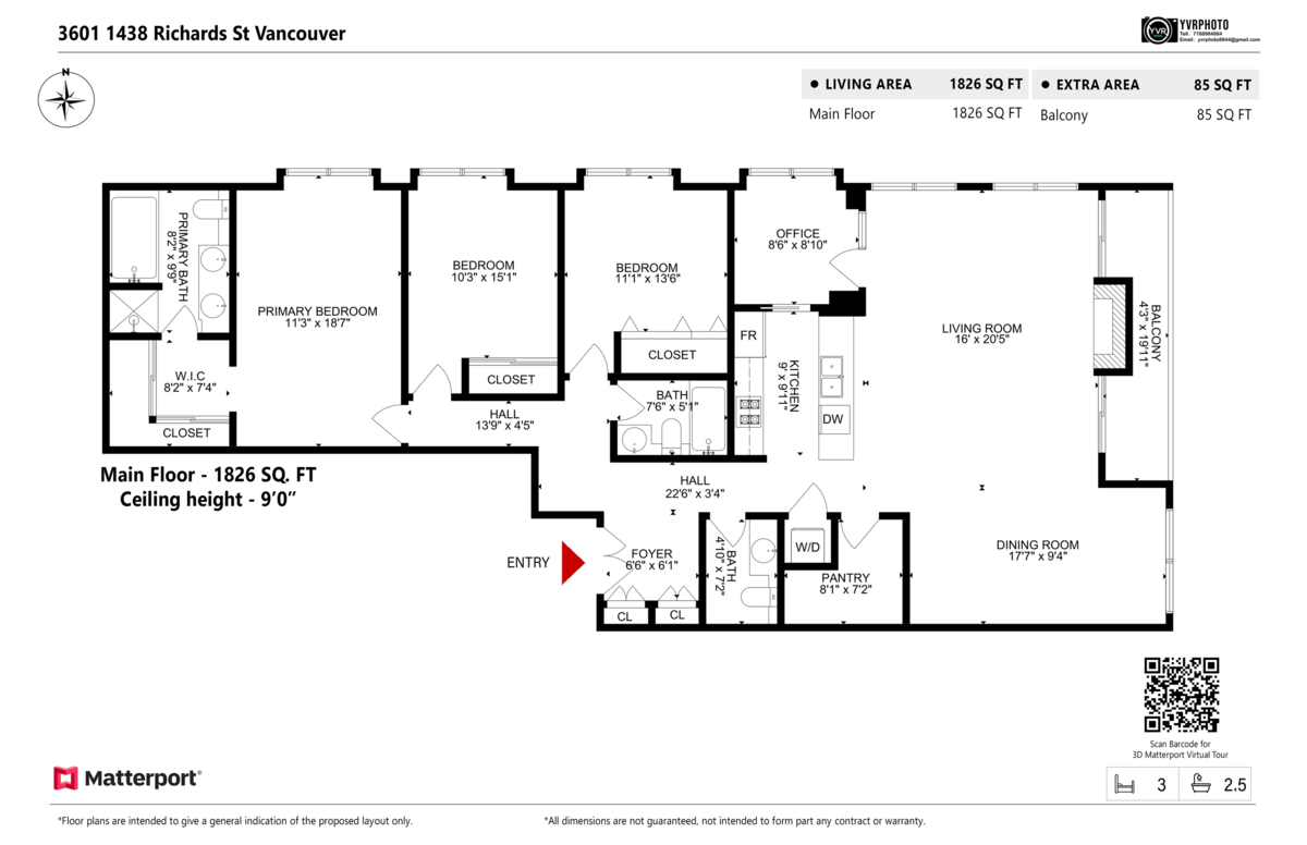 Aerial View of 3601 1438 Richards Street, Vancouver, BC