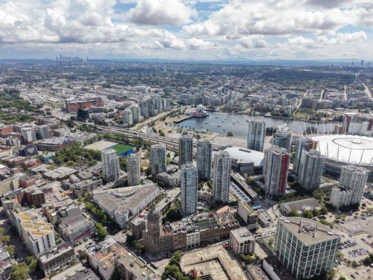 Aerial View of 602 183 Keefer Place, Vancouver, BC