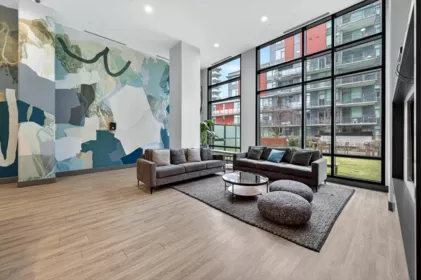 Aerial View of 406 3451 Sawmill Crescent, Vancouver, BC