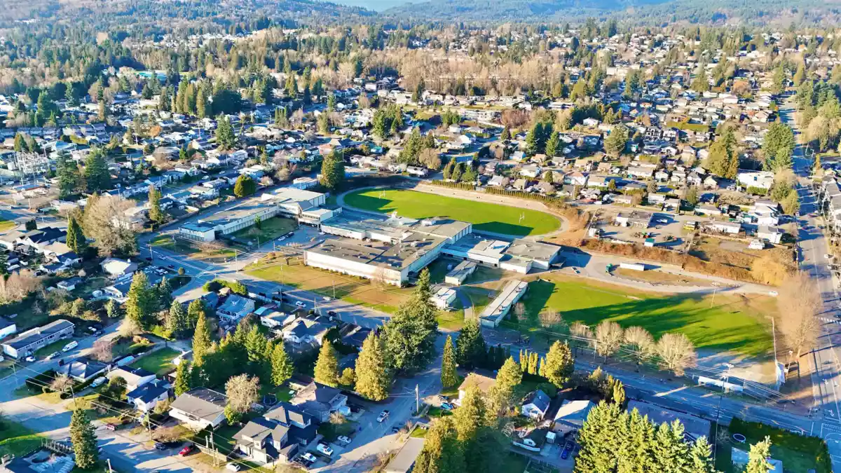 Aerial View of 33062 4th Avenue, Mission, BC