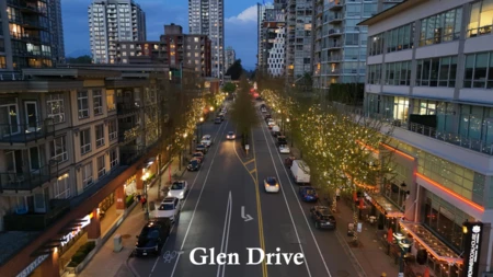 Aerial View of 3301 2968 Glen Drive, Coquitlam, BC
