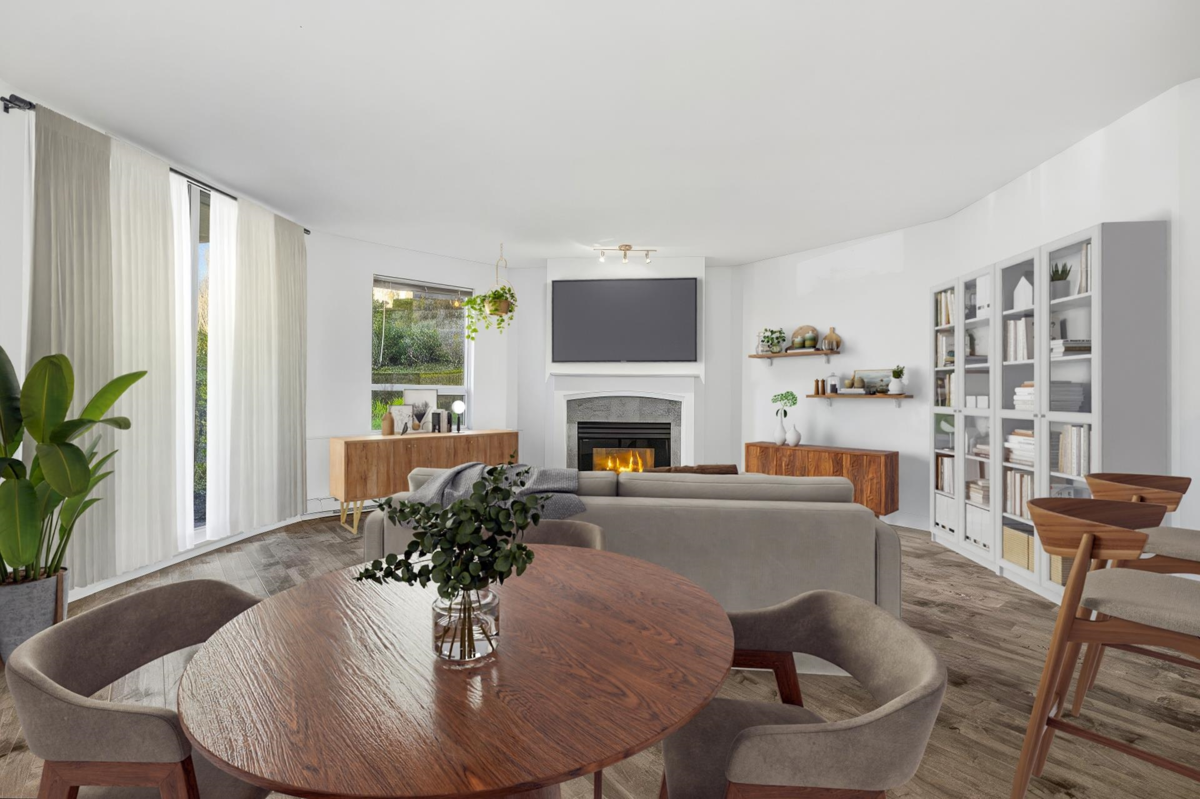 Family Room Photo of 101 8460 Jellicoe Street, Vancouver, BC