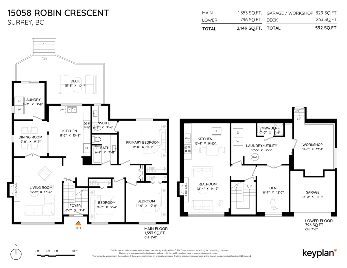 Aerial View of 15058 Robin Crescent, Surrey, BC